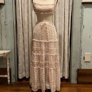 Beautiful 2 piece maxi skirt/ smocked crop top